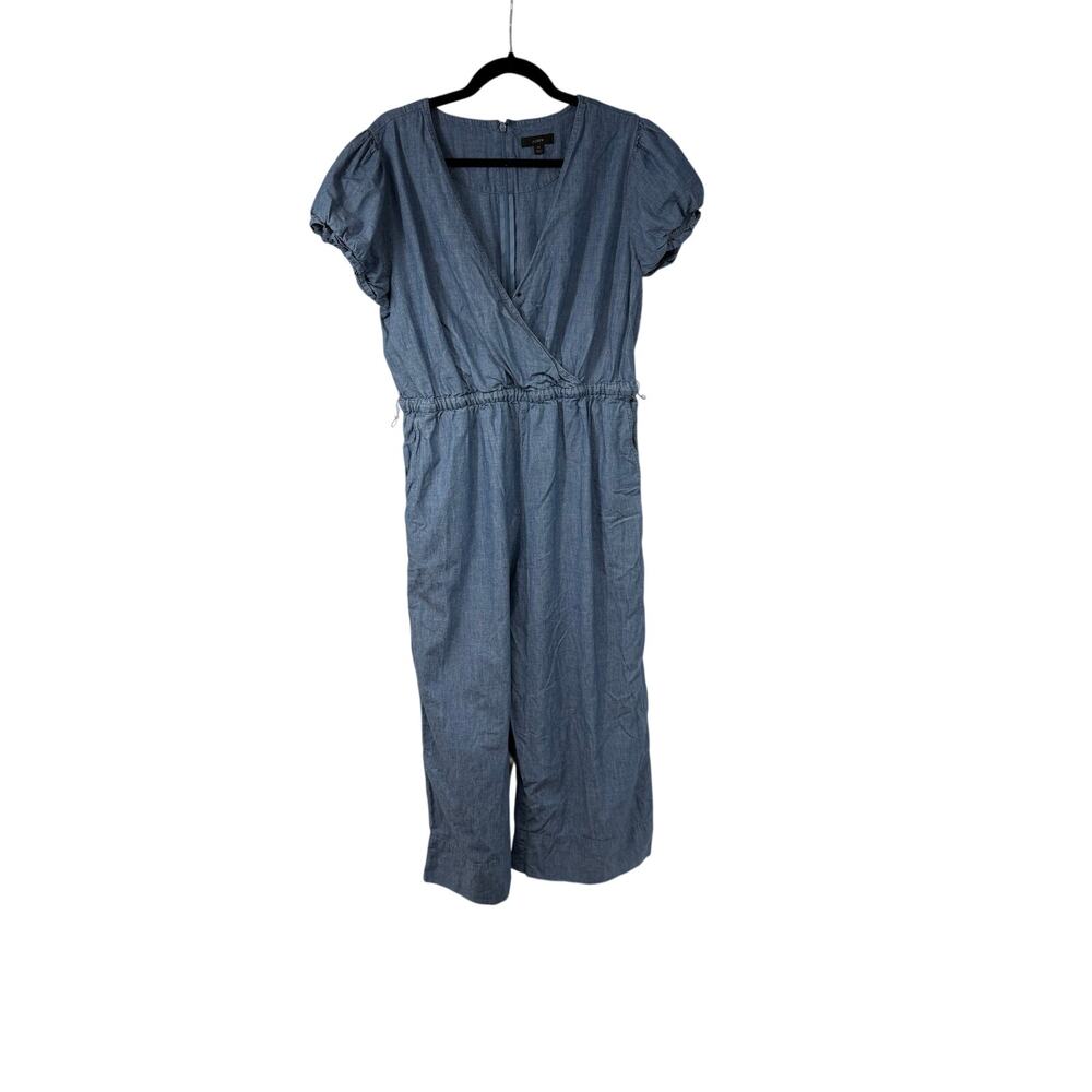 J. Crew Chambray Denim Wide Leg Jumpsuit Womens 14